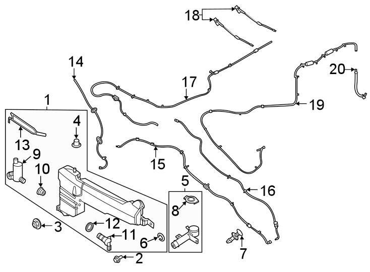 Diagram WINDSHIELD. WASHER COMPONENTS. for your Ford F-150  