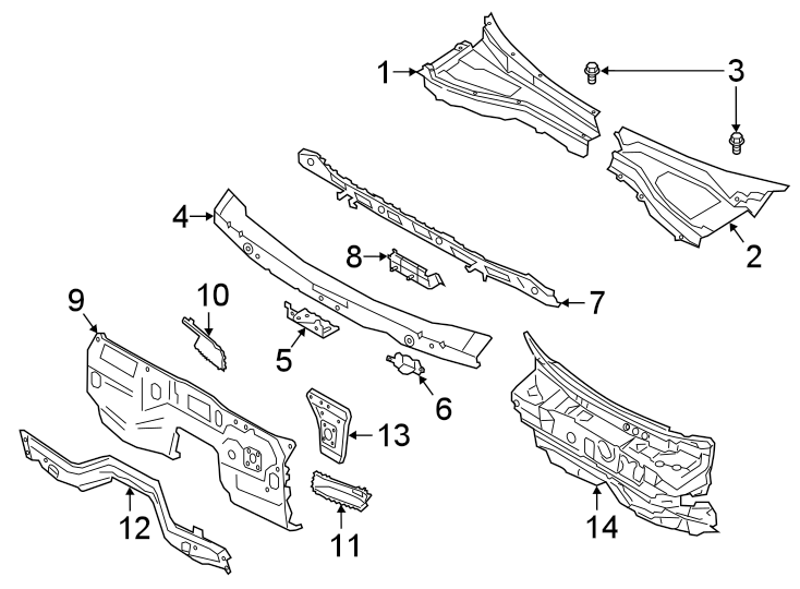 Diagram COWL. for your 2019 Ford Explorer   