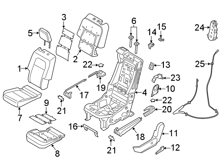 Diagram Seats & tracks. Second row seats. for your 2005 Lincoln Aviator   