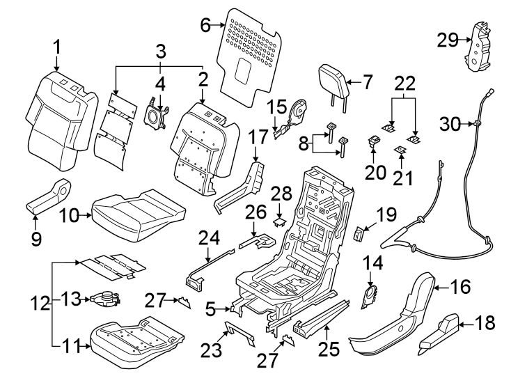 Diagram SEATS & TRACKS. SECOND ROW SEATS. for your Lincoln Aviator  