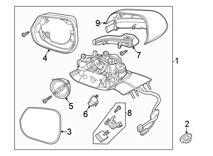 Diagram Front door. Rear suspension. Outside mirrors. for your 2023 Ford F-250 Super Duty   