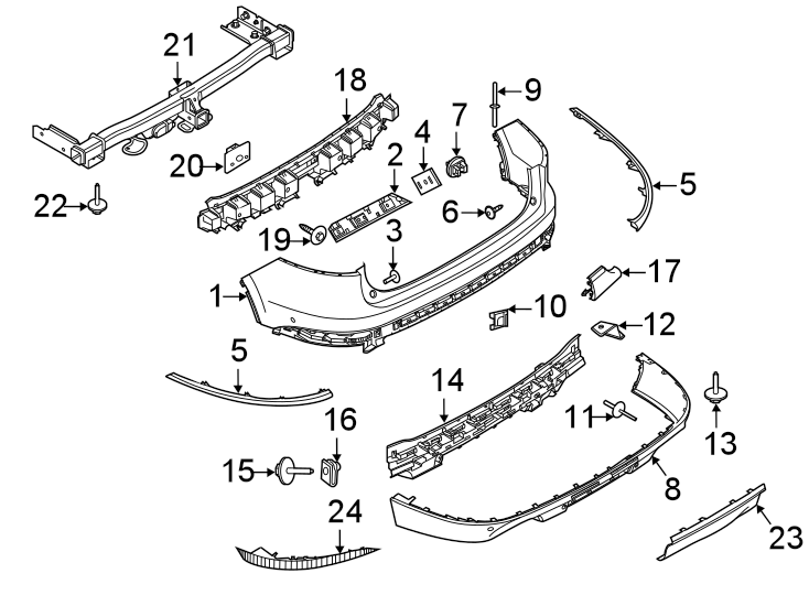 Lincoln Aviator Bumper Cover (Rear, Lower). W/TRAILER TOW ...