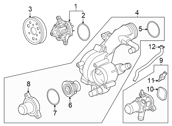 Diagram Water pump. for your 2020 Ford Ranger   