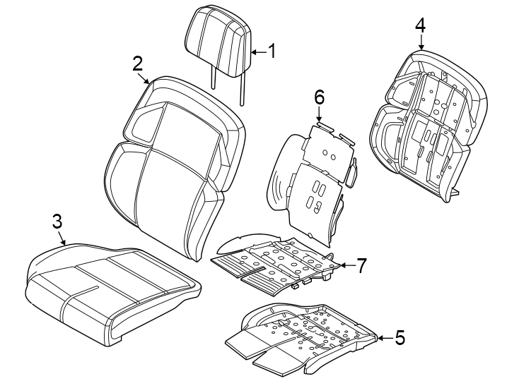 Full size assembly image of Seats & tracks. Passenger seat components. (1/1)