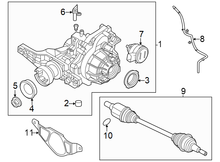 Diagram Rear suspension. Axle & differential. for your 2019 Ford F-150 5.0L V8 FLEX A/T 4WD XLT Crew Cab Pickup Fleetside 