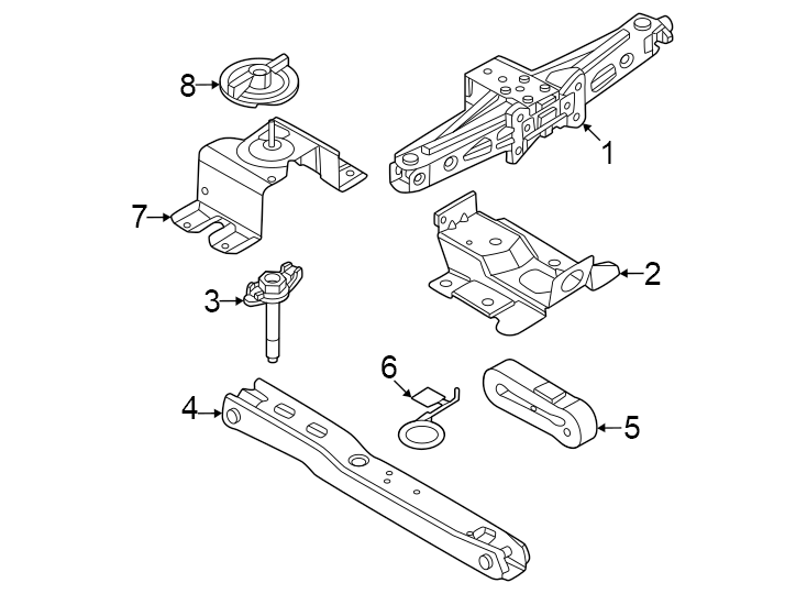 Rear body & floor. Jack & components. Diagram