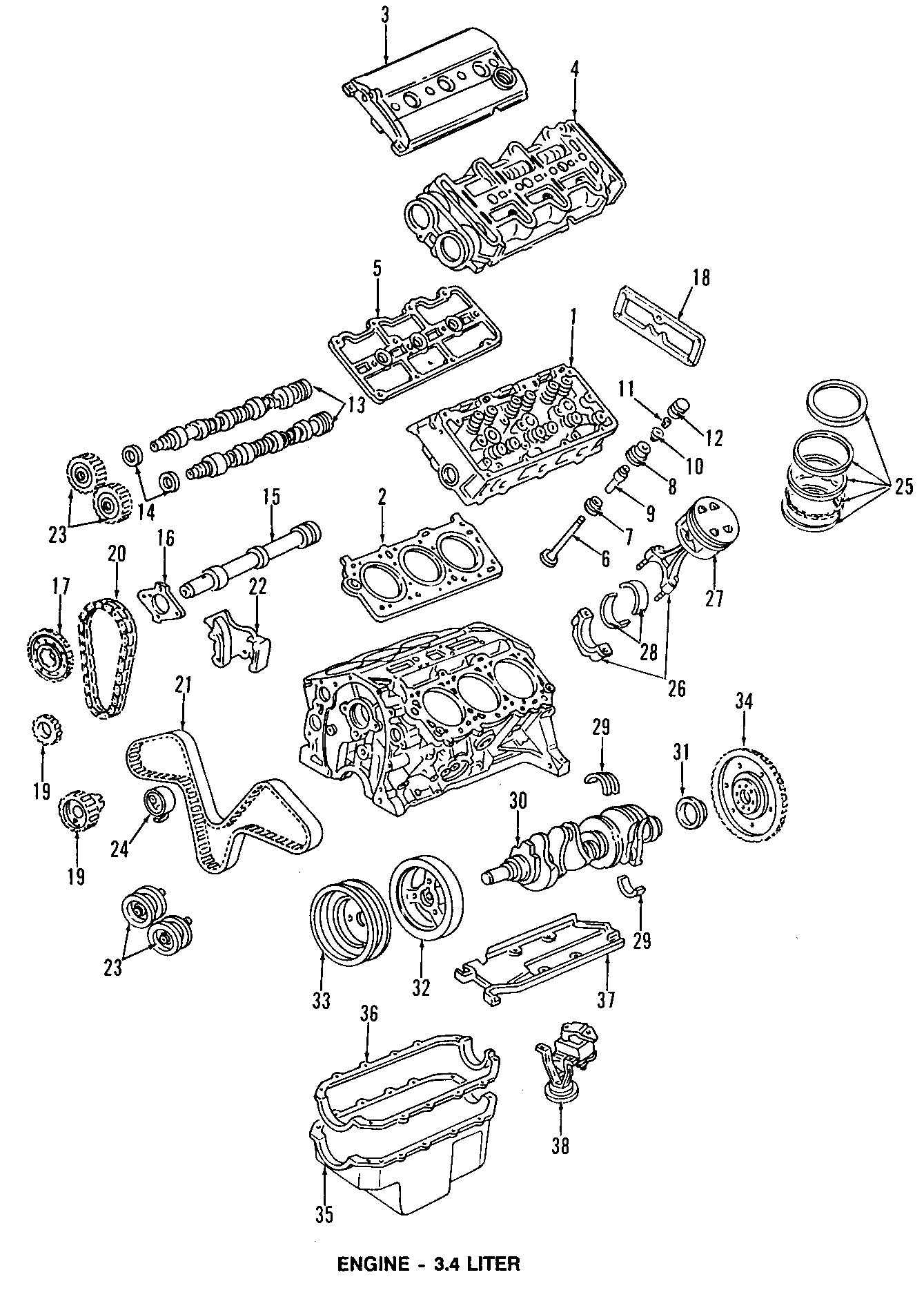 Diagram BALANCE SHAFTS. CAMSHAFT & TIMING. CRANKSHAFT & BEARINGS. CYLINDER HEAD & VALVES. LUBRICATION. MOUNTS. PISTONS. RINGS & BEARINGS. for your 2005 Chevrolet Aveo    