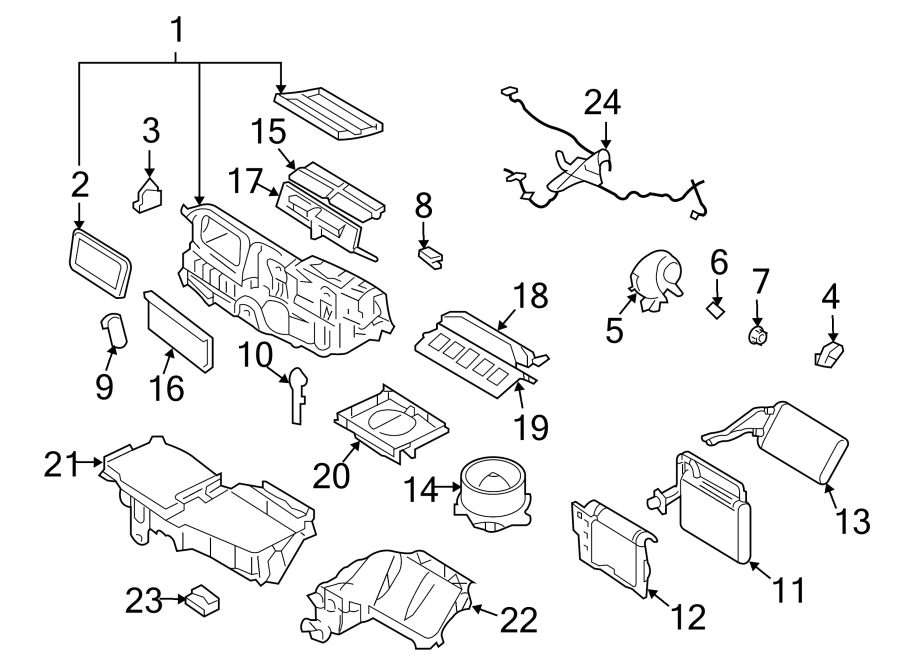 Diagram AIR CONDITIONER & HEATER. EVAPORATOR COMPONENTS. for your 1988 Ford Ranger   