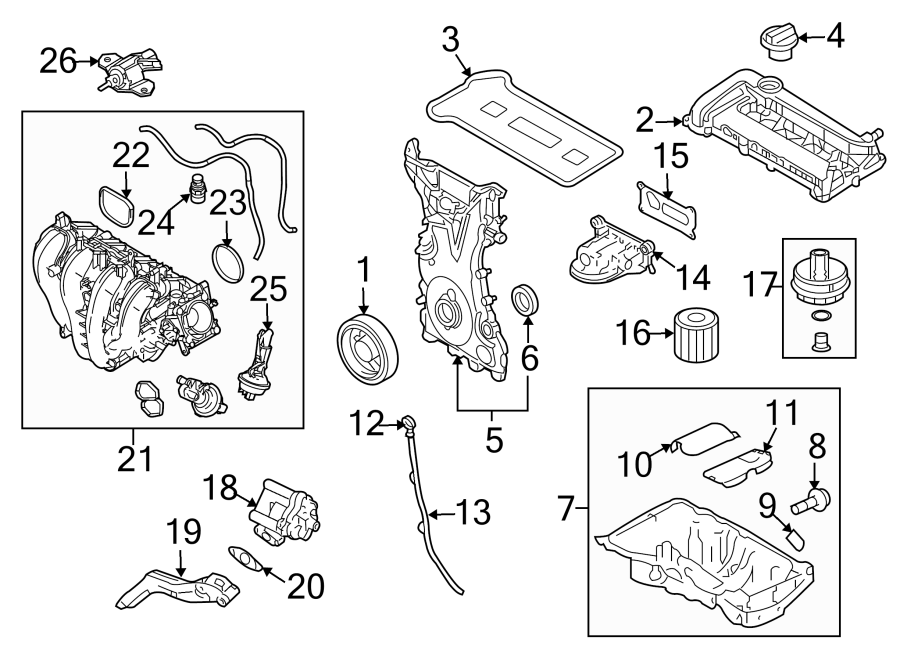 Diagram ENGINE PARTS. for your 2016 Lincoln MKZ Black Label Sedan 2.0L EcoBoost A/T AWD 