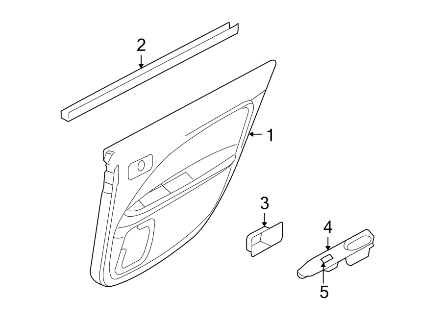 Diagram REAR DOOR. INTERIOR TRIM. for your 1996 Ford Ranger 3.0L Vulcan V6 A/T RWD Splash Standard Cab Pickup Stepside 