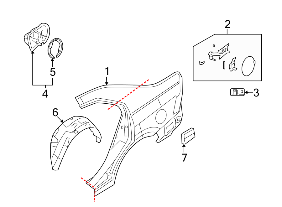 Diagram QUARTER PANEL & COMPONENTS. for your 2010 Ford Focus   