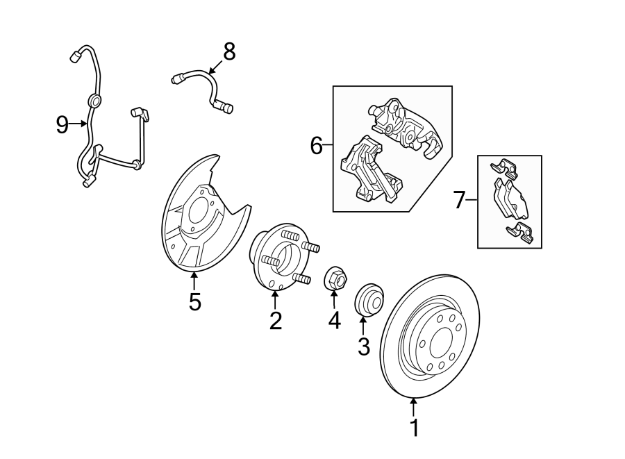 Diagram REAR SUSPENSION. BRAKE COMPONENTS. for your 2019 Lincoln MKZ Hybrid Sedan  