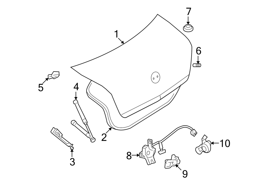 Diagram TRUNK LID. LID & COMPONENTS. for your 2016 Ford F-150 5.0L V8 FLEX A/T 4WD Platinum Crew Cab Pickup Fleetside 