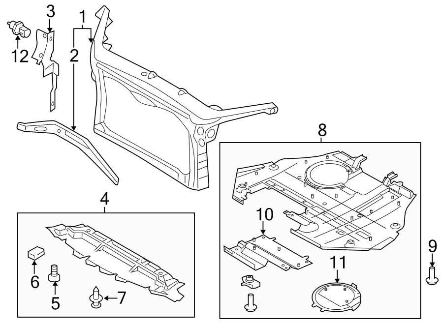 Diagram RADIATOR SUPPORT. for your 2018 Lincoln MKZ Black Label Hybrid Sedan  