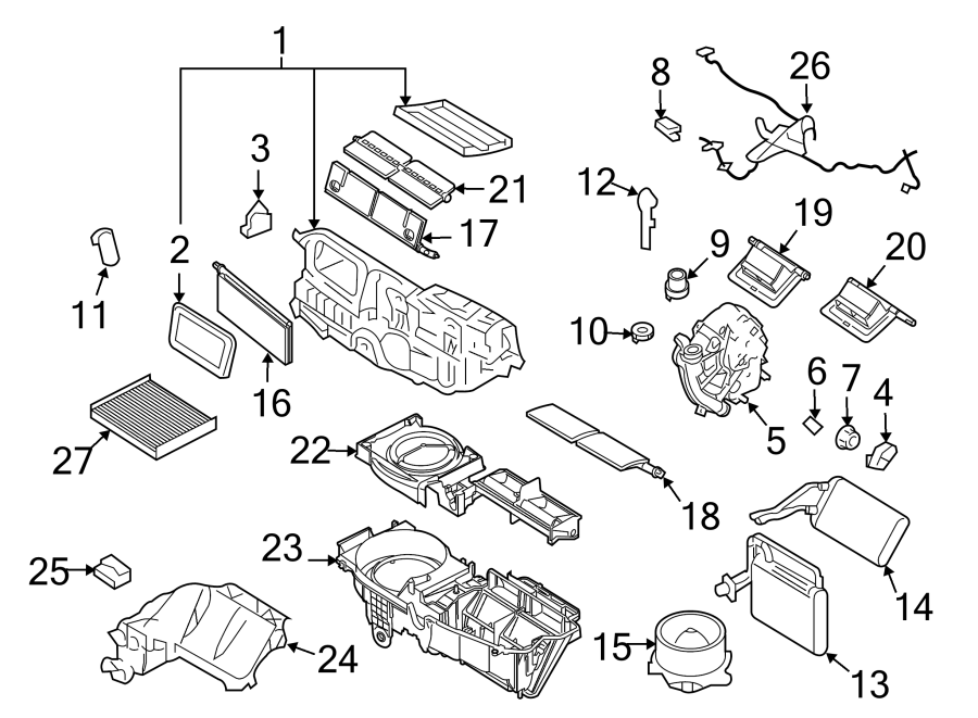 Diagram AIR CONDITIONER & HEATER. EVAPORATOR COMPONENTS. for your 2020 Ford Expedition   