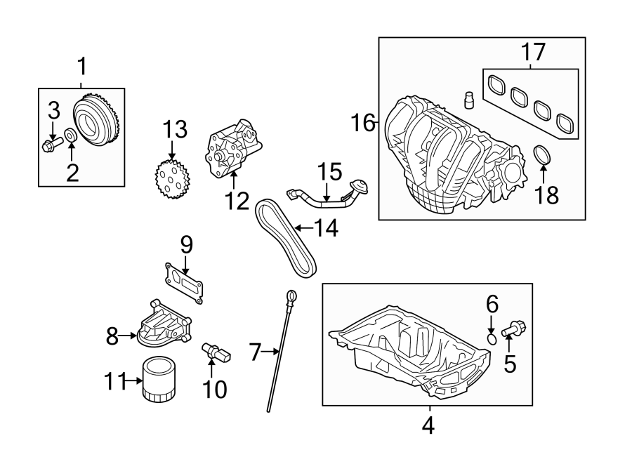 Diagram ENGINE PARTS. for your 1999 Ford F-150 4.2L Triton V6 A/T RWD Base Extended Cab Pickup Fleetside 