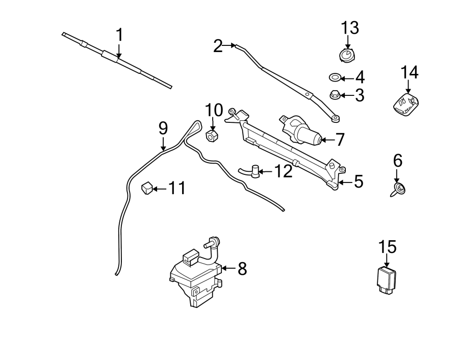 Diagram WINDSHIELD. WIPER & WASHER COMPONENTS. for your 2016 Lincoln MKZ Black Label Hybrid Sedan  