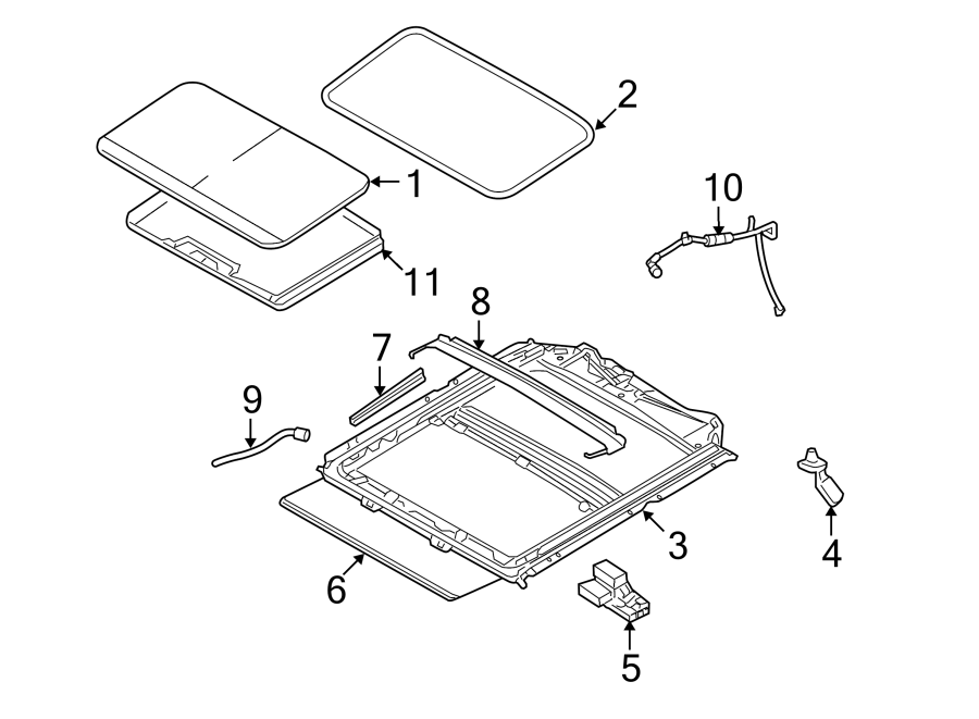 Diagram Rear door. Sunroof. for your 2002 Ford Taurus   