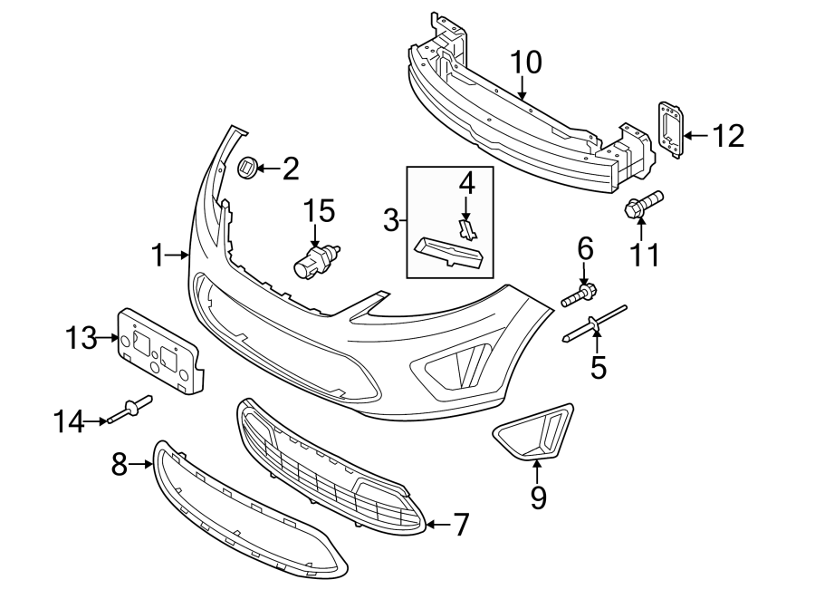 Diagram FRONT BUMPER. BUMPER & COMPONENTS. for your 2018 Ford F-150 3.0L Power-Stroke V6 DIESEL A/T RWD XLT Crew Cab Pickup Fleetside 