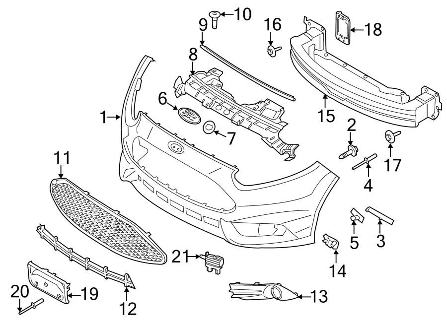 Diagram FRONT BUMPER & GRILLE. BUMPER & COMPONENTS. for your 2019 Lincoln MKZ Base Sedan  