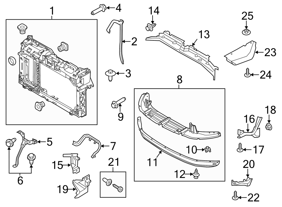 Diagram RADIATOR SUPPORT. for your 2017 Ford F-150 3.5L Duratec V6 FLEX A/T 4WD XL Extended Cab Pickup Fleetside 