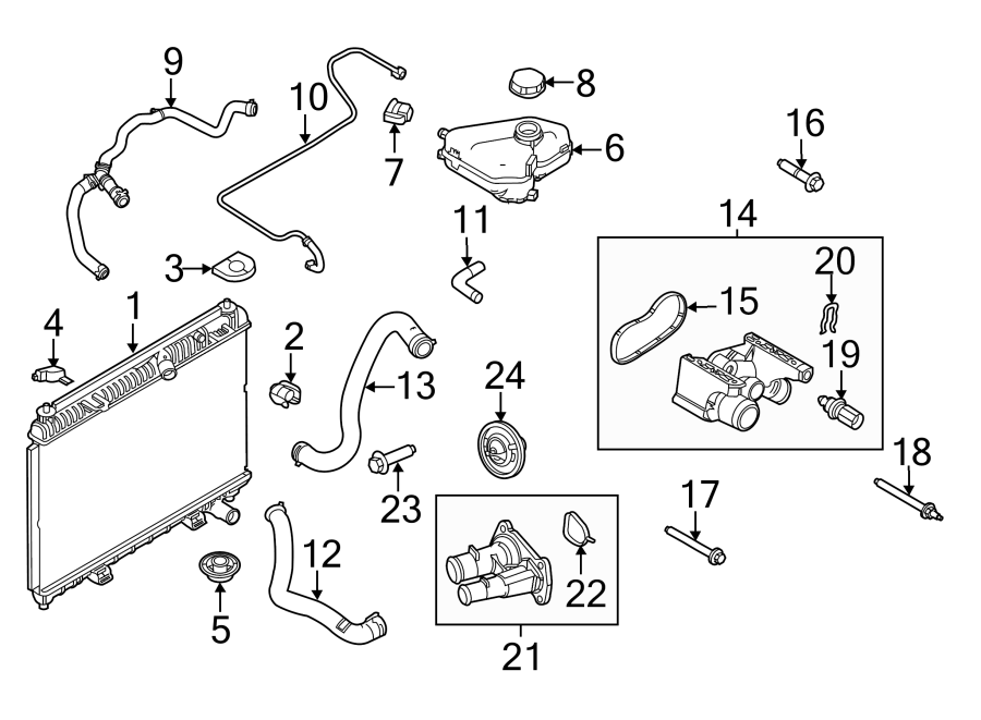 Diagram RADIATOR & COMPONENTS. for your 1988 Ford F-150   