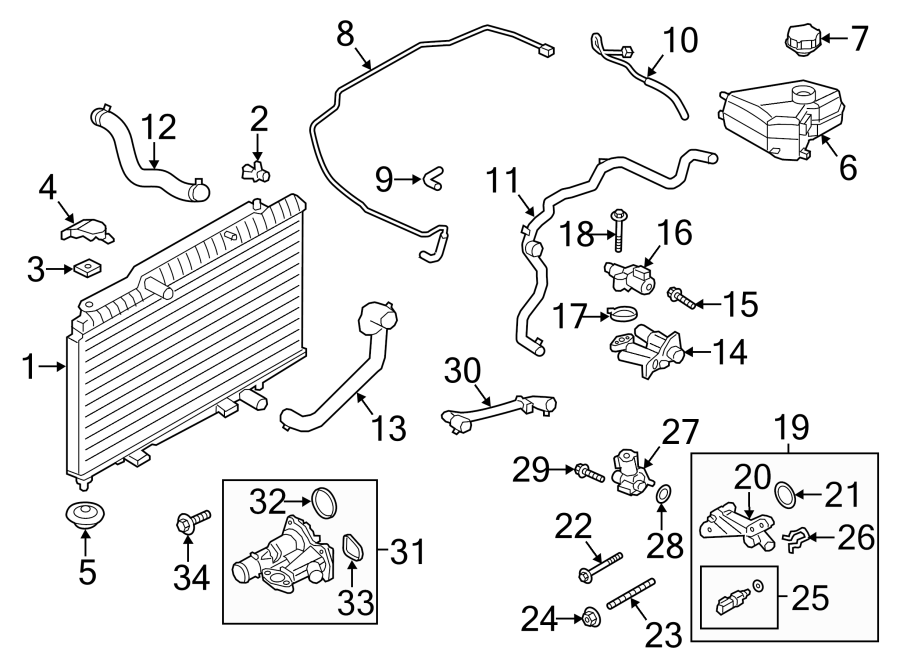 Diagram RADIATOR & COMPONENTS. for your 2012 Lincoln MKZ   