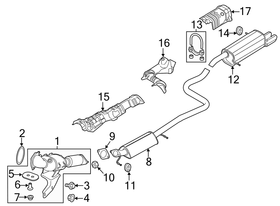 Diagram EXHAUST SYSTEM. EXHAUST COMPONENTS. for your Ford Fiesta  