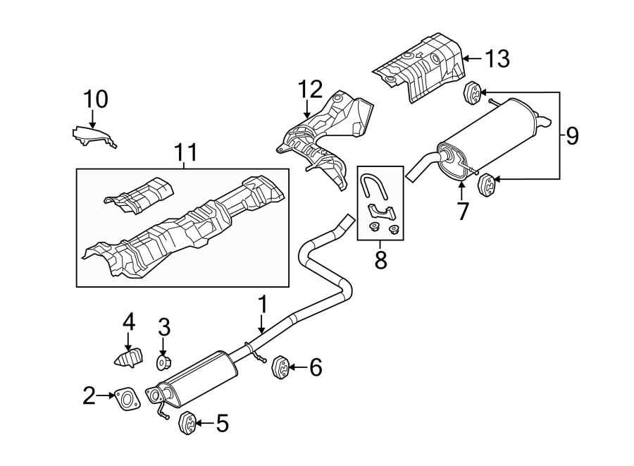 Diagram EXHAUST SYSTEM. EXHAUST COMPONENTS. for your 2023 Ford Mustang   