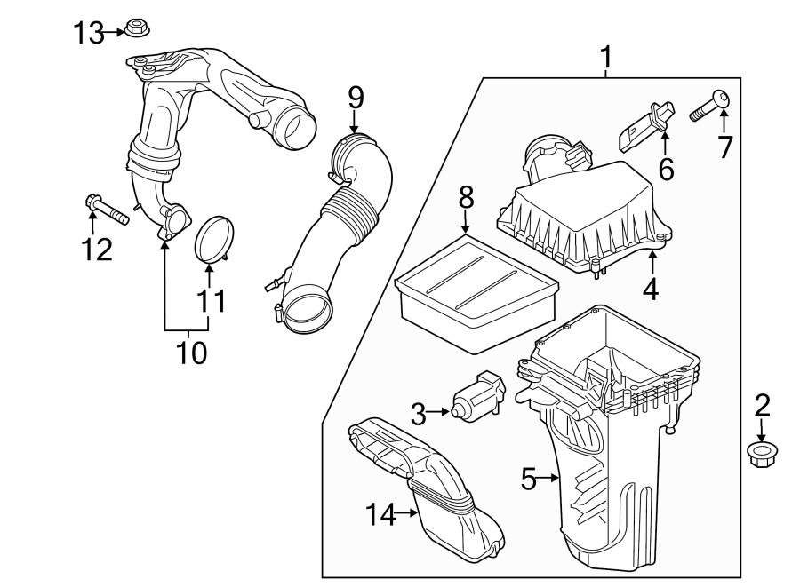 Diagram ENGINE / TRANSAXLE. AIR INTAKE. for your 2015 Lincoln MKZ Hybrid Sedan  