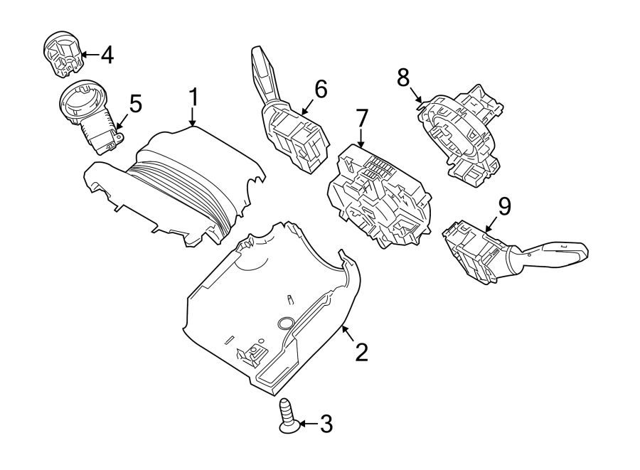 Diagram STEERING COLUMN. SHROUD. SWITCHES & LEVERS. for your 2018 Lincoln MKZ   