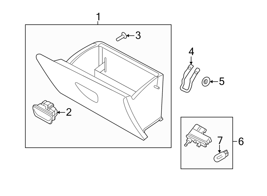 Diagram INSTRUMENT PANEL. GLOVE BOX. for your 1996 Ford Mustang   