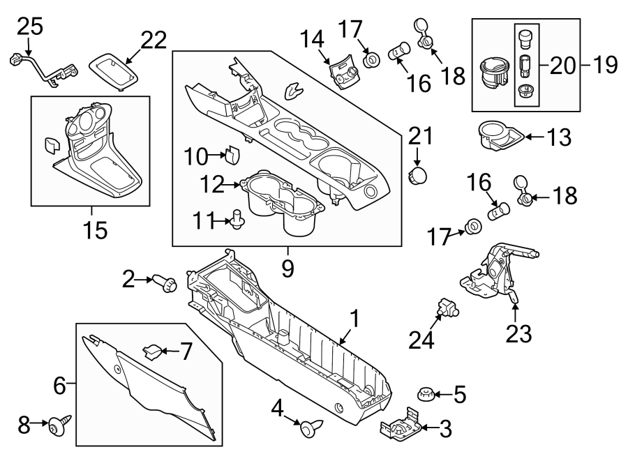 Diagram CENTER CONSOLE. for your 2015 Lincoln MKZ Base Sedan  