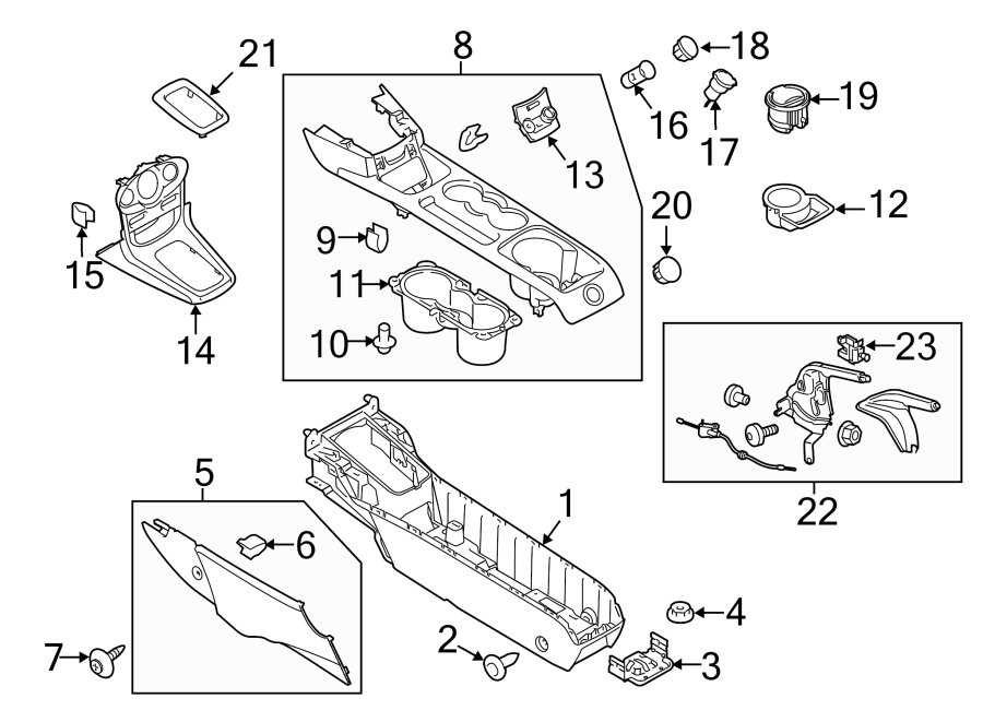 Diagram CENTER CONSOLE. for your 2017 Lincoln MKZ Reserve Sedan 2.0L EcoBoost A/T AWD 