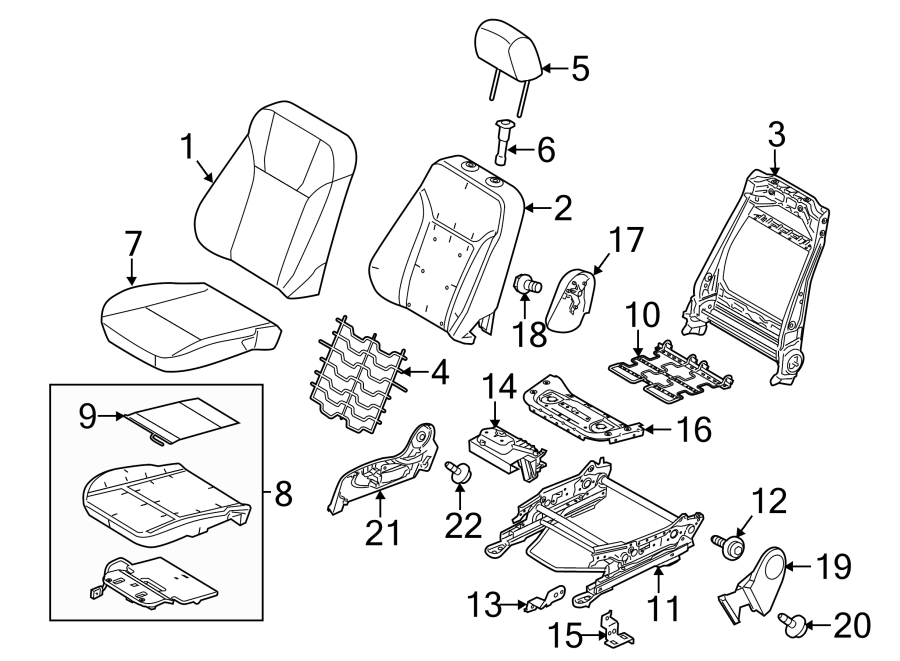 Diagram SEATS & TRACKS. PASSENGER SEAT COMPONENTS. for your Lincoln MKX  