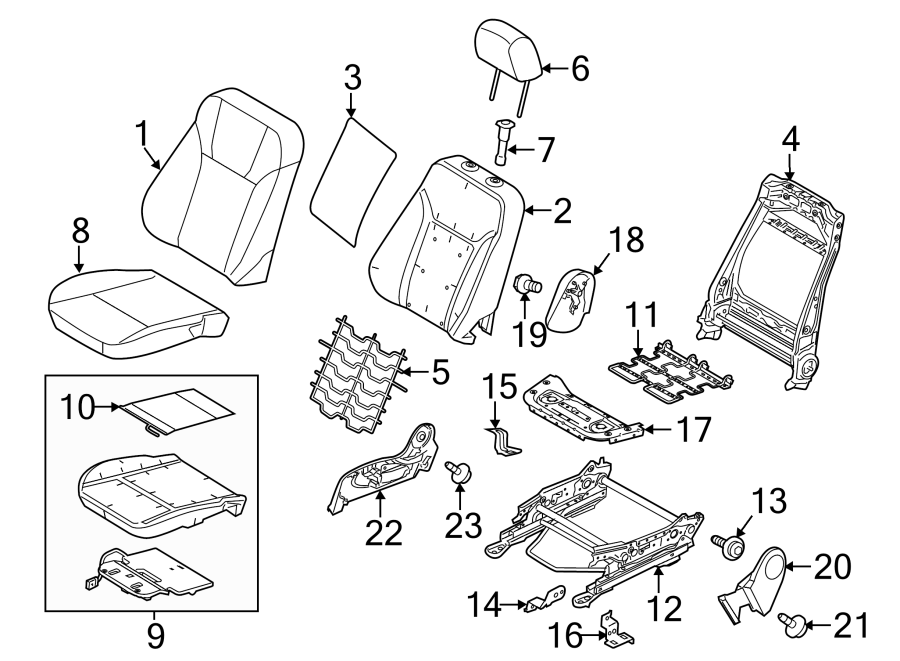 Diagram SEATS & TRACKS. PASSENGER SEAT COMPONENTS. for your Lincoln MKX  