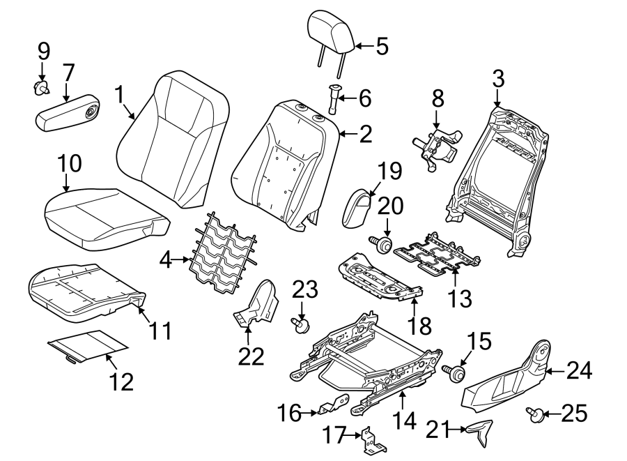 Diagram SEATS & TRACKS. DRIVER SEAT COMPONENTS. for your Ford Fiesta  