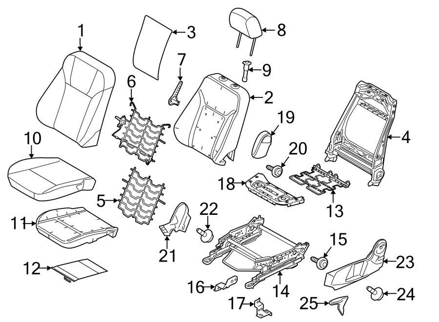 Diagram SEATS & TRACKS. DRIVER SEAT COMPONENTS. for your Ford Fiesta  