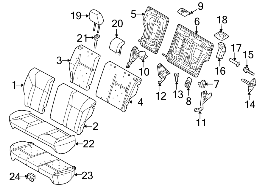 Diagram SEATS & TRACKS. REAR SEAT COMPONENTS. for your 2020 Lincoln MKZ   