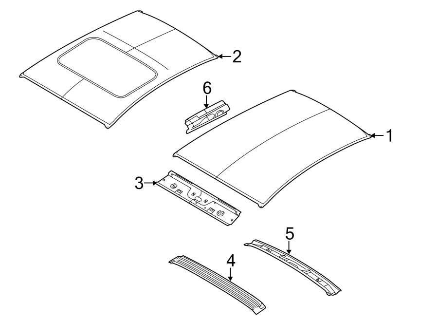 Diagram ROOF & COMPONENTS. for your 2021 Ford F-150 3.0L Power-Stroke V6 DIESEL A/T 4WD XL Standard Cab Pickup Fleetside 