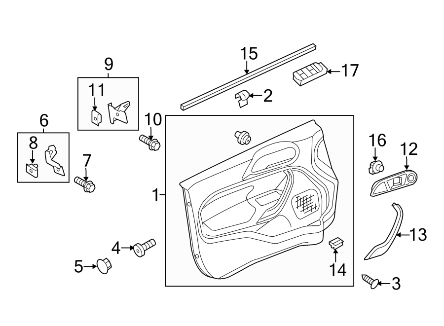 Diagram FRONT DOOR. INTERIOR TRIM. for your Ford Bronco  