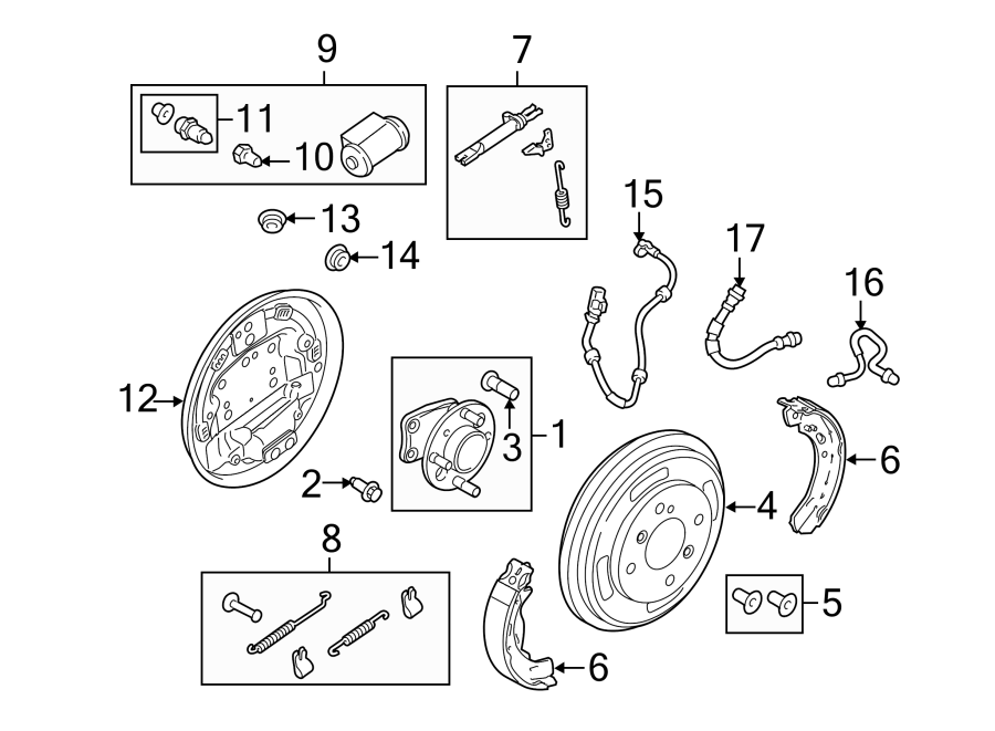 Diagram REAR SUSPENSION. BRAKE COMPONENTS. for your 2016 Lincoln MKZ Black Label Hybrid Sedan  