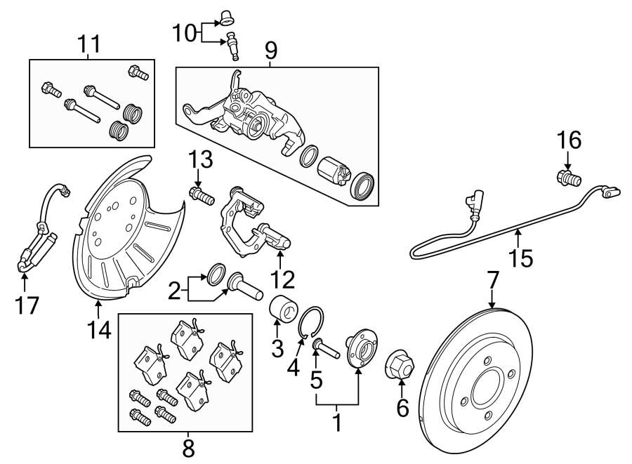 Diagram REAR SUSPENSION. BRAKE COMPONENTS. for your 2012 Lincoln MKZ   