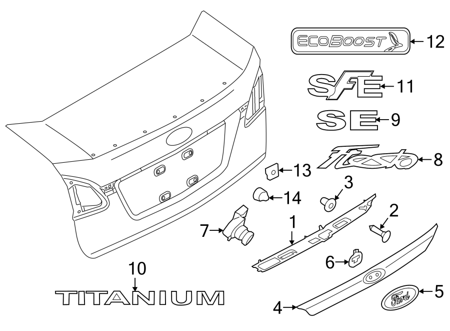 Diagram TRUNK LID. EXTERIOR TRIM. for your 1993 Ford F-150   