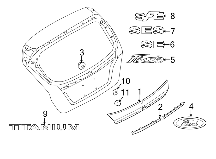 Diagram LIFT GATE. EXTERIOR TRIM. for your 1996 Ford F-150   