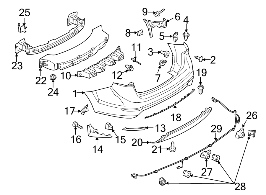 Diagram REAR BUMPER. BUMPER & COMPONENTS. for your 2019 Ford Fiesta   