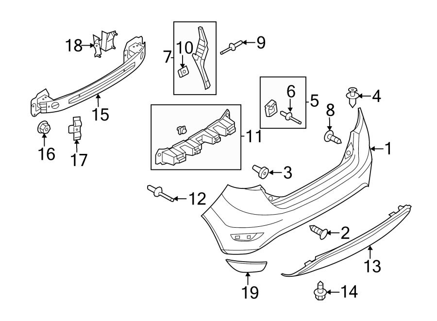 Diagram REAR BUMPER. BUMPER & COMPONENTS. for your 2016 Lincoln MKZ Base Sedan 3.7L Duratec V6 A/T FWD 