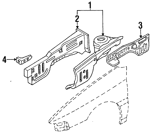 Diagram FENDER. INNER STRUCTURE & RAILS. for your 2022 Ford F-150 3.5L PowerBoost V6 FULL HYBRID EV-GAS (FHEV) A/T 4WD Limited Crew Cab Pickup Fleetside 