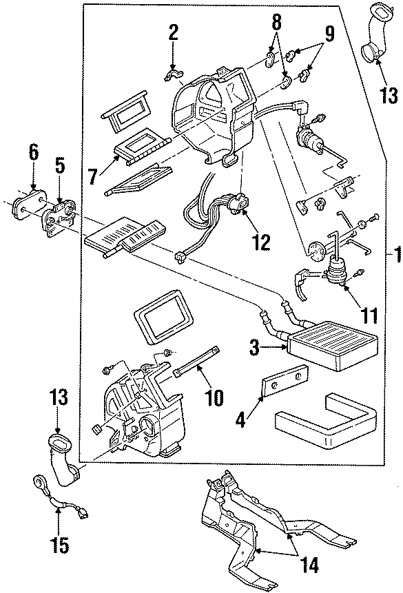 Diagram AIR CONDITIONER & HEATER. HEATER COMPONENTS. for your Ford Expedition  