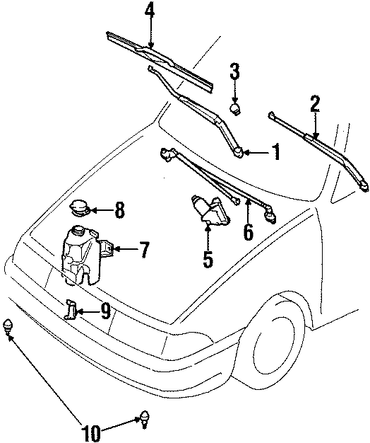 Diagram WINDSHIELD. WIPER & WASHER COMPONENTS. for your 1988 Ford F-150   